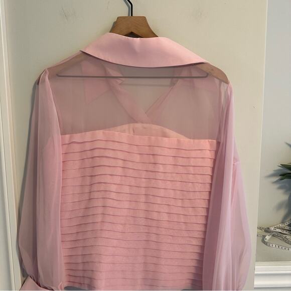 Jovani Pink Pleated Long Sleeve Top Blouse 14 - Picture 6 of 13